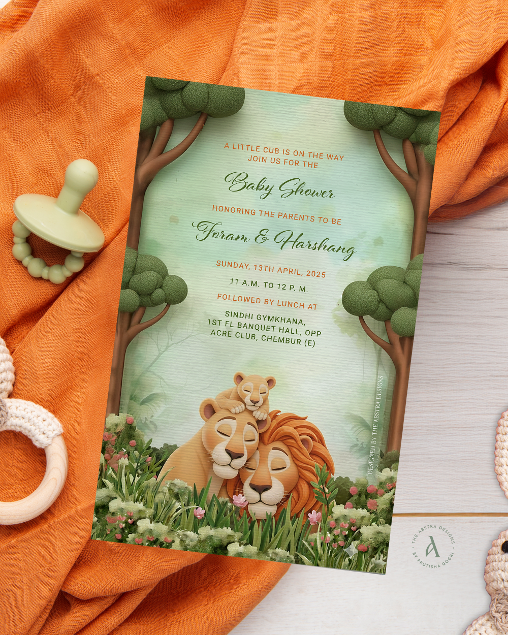 Little Cub jungle-themed baby shower invitation