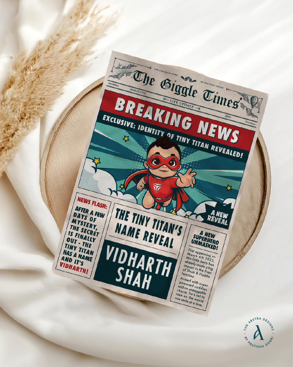 The Giggle Times newspaper baby name reveal