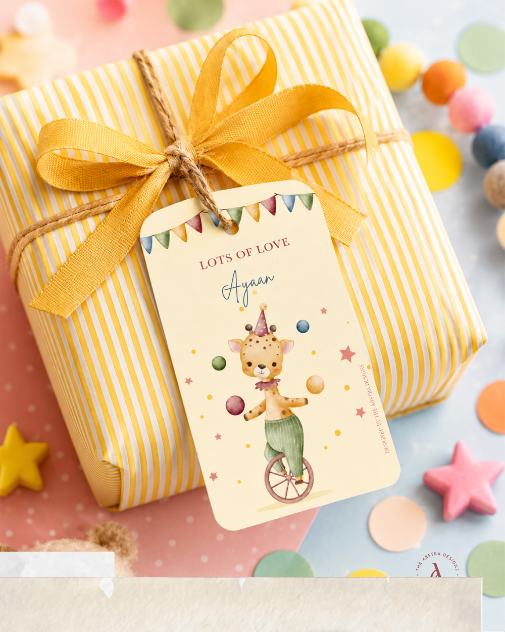 Ayaan giraffe gift tag
