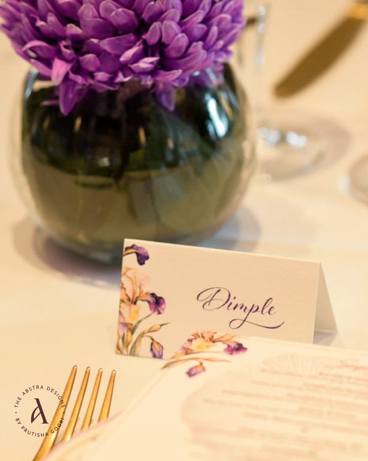 Floral name place card