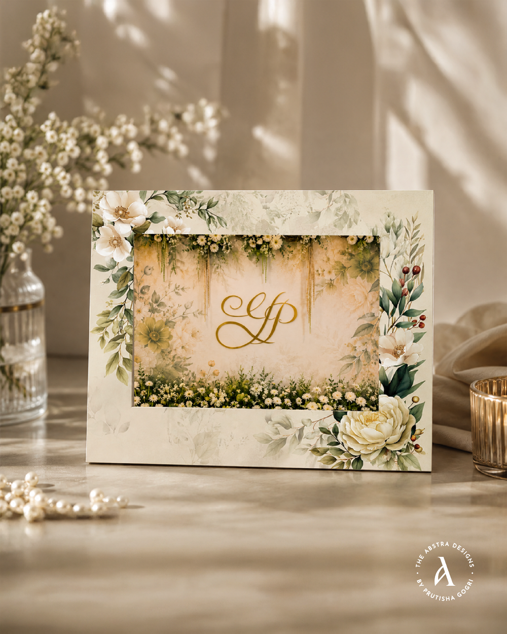 Botanical wedding monogram frame
