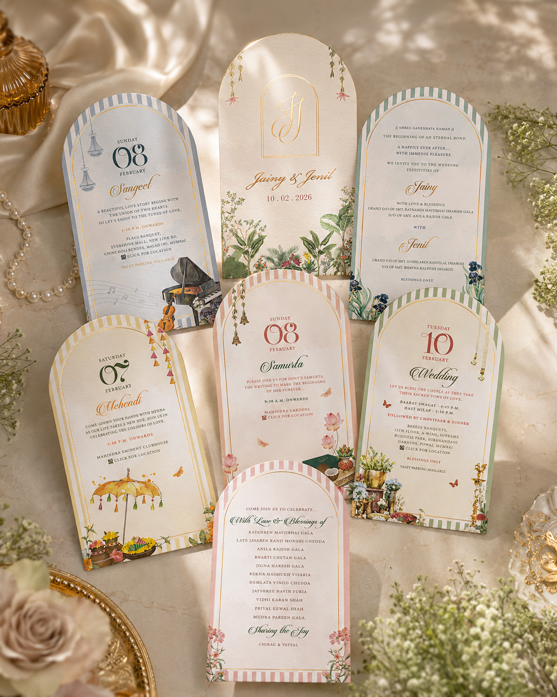 Arched wedding invitation suite