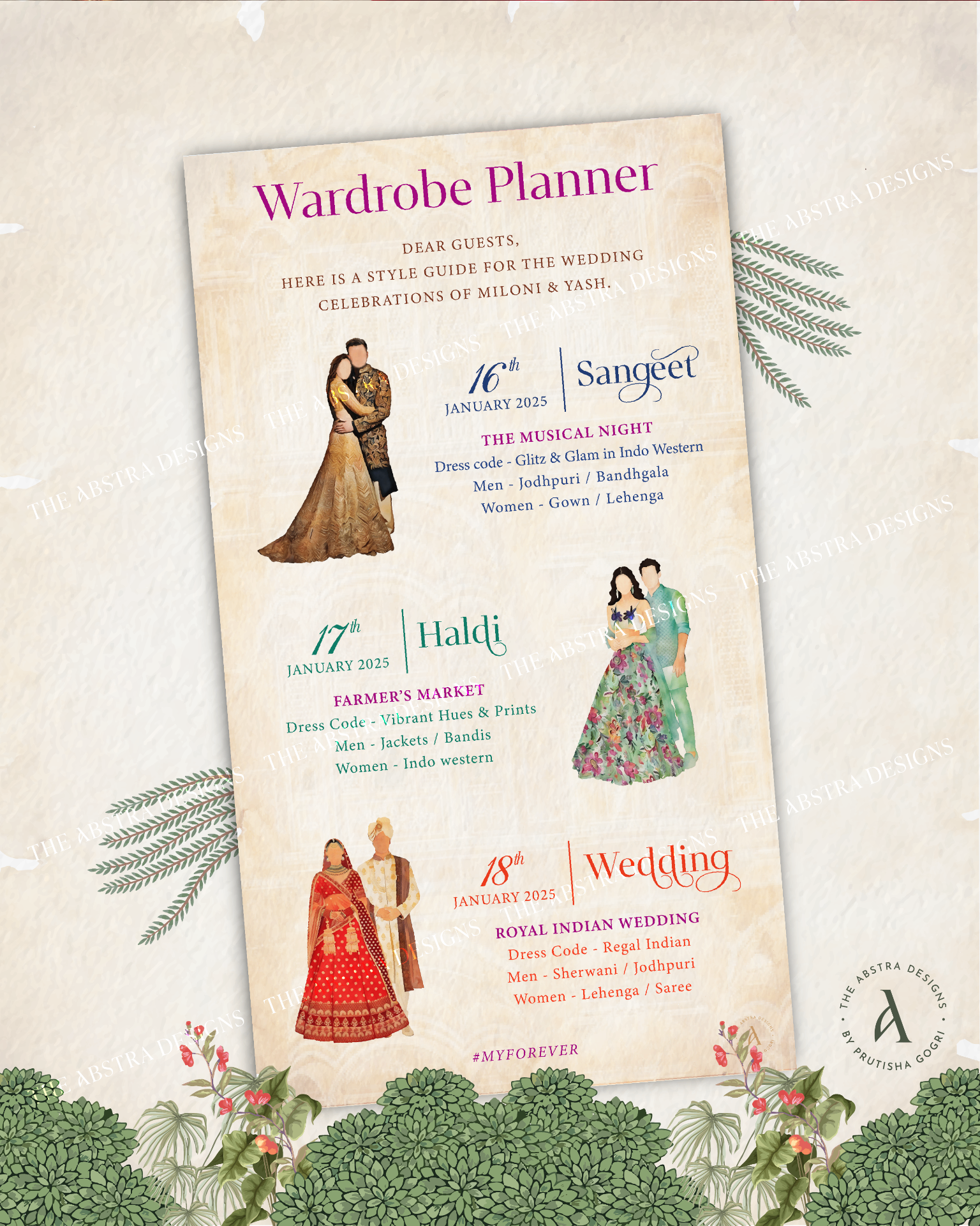 Wardrobe planner wedding stationery