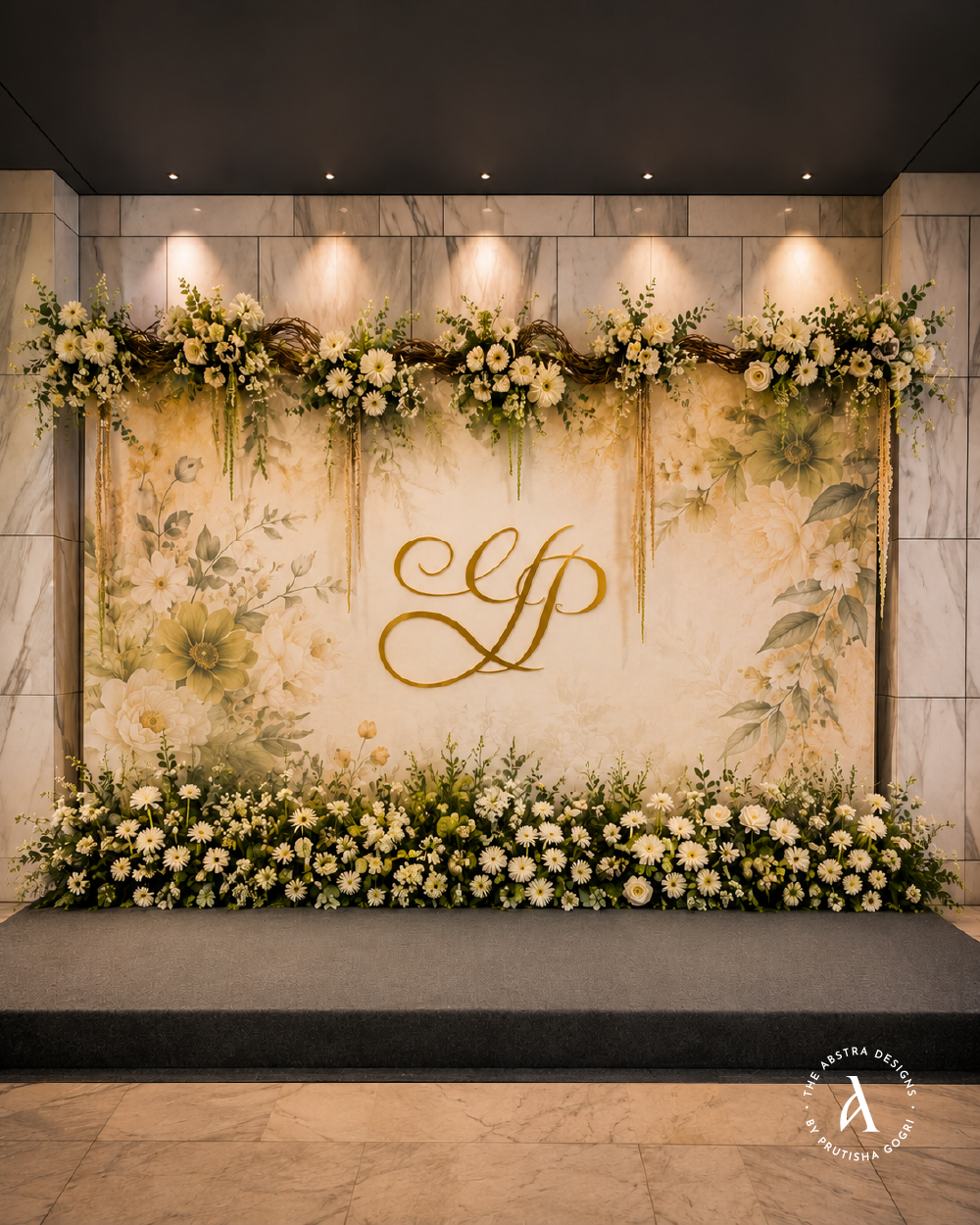 Floral monogram wedding backdrop